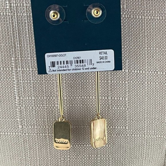 Botkier Women Earrings Gold Tone Long Drop dangle Ear Jewelry New - Picture 10 of 11